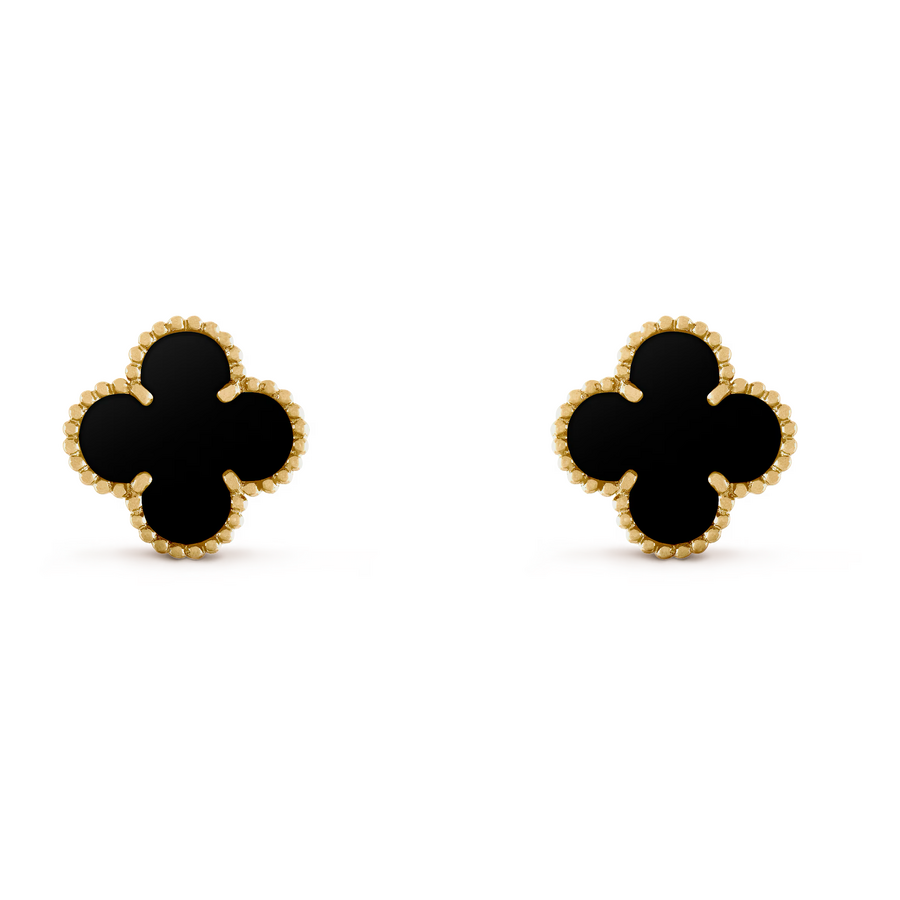 Серьги Van Cleef & Arpels Vintage Alhambra Onyx Yellow Gold