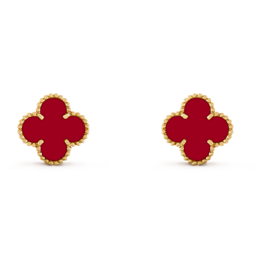 Серьги Van Cleef & Arpels Vintage Alhambra Carnelian Yellow Gold