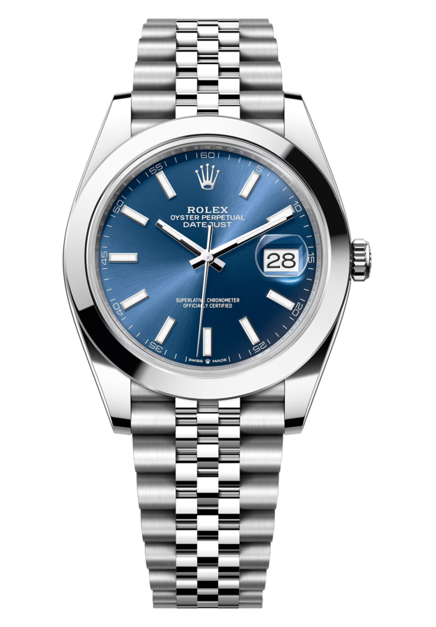 Rolex Datejust 41 mm Oystersteel Bright Blue Dial 126300 Jubilee