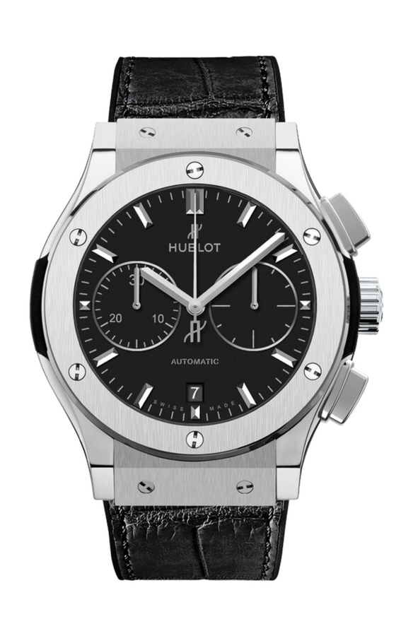 Hublot Classic Fusion Chronograph Titanium Black Alligator Leather 45 mm 521.NX.1171.LR