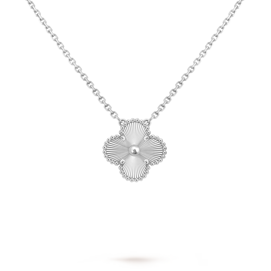 Подвеска Van Cleef & Arpels Vintage Alhambra Guilloche Rhodium White Gold