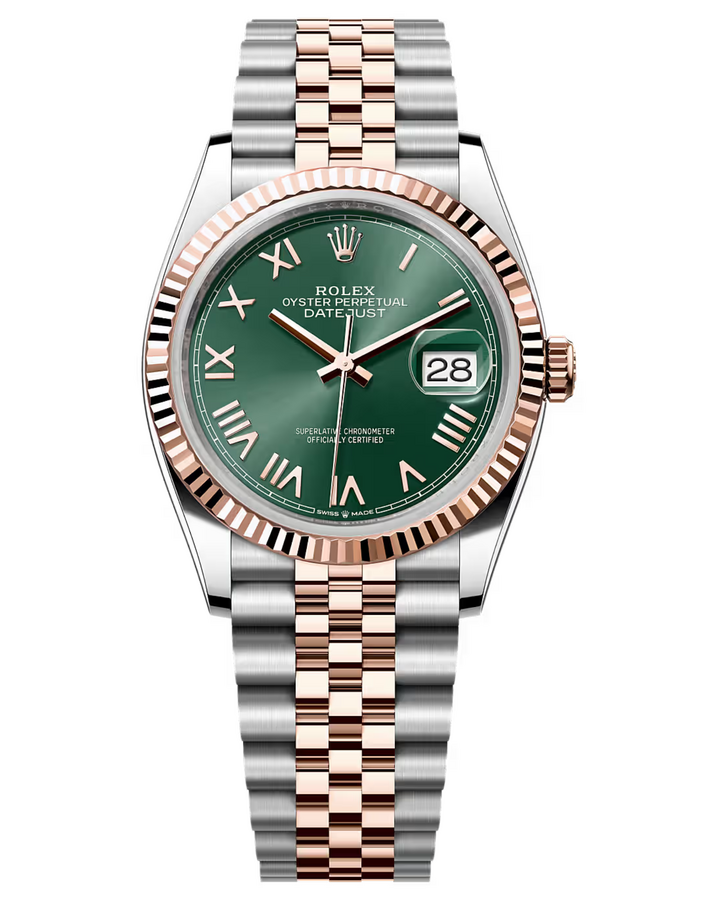 Rolex Datejust 36 mm Everose Rolesor Mint Green Roman Dial 126231 Jubilee