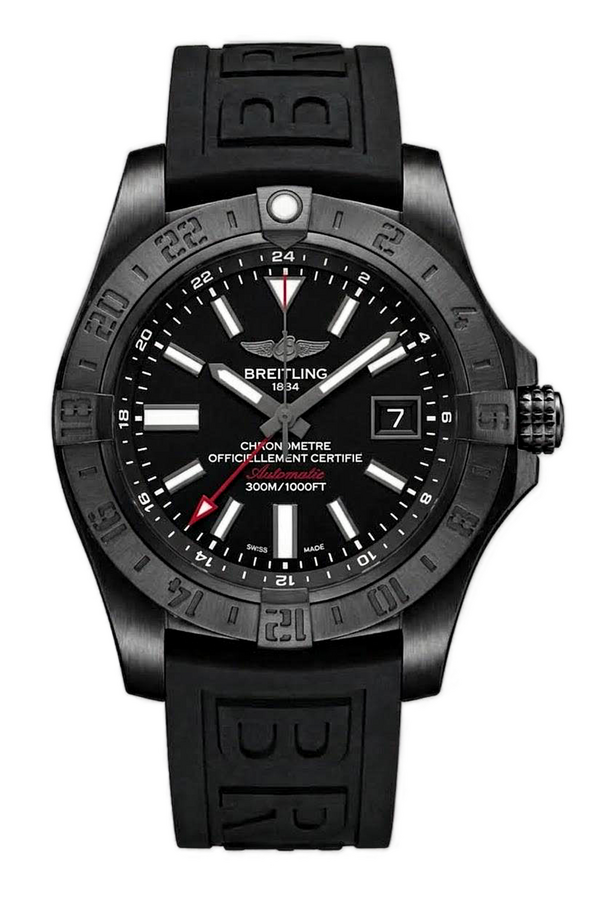Breitling Avenger II GMT 43 mm Blacksteel Volcano Black Dial M32390