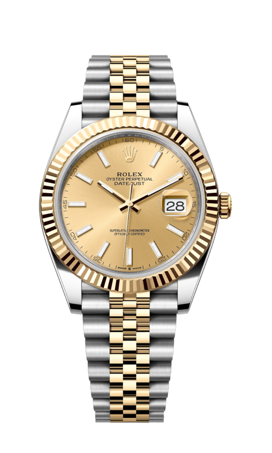 Rolex Datejust 41 mm Yellow Rolesor Champagne Dial 126333 Jubilee