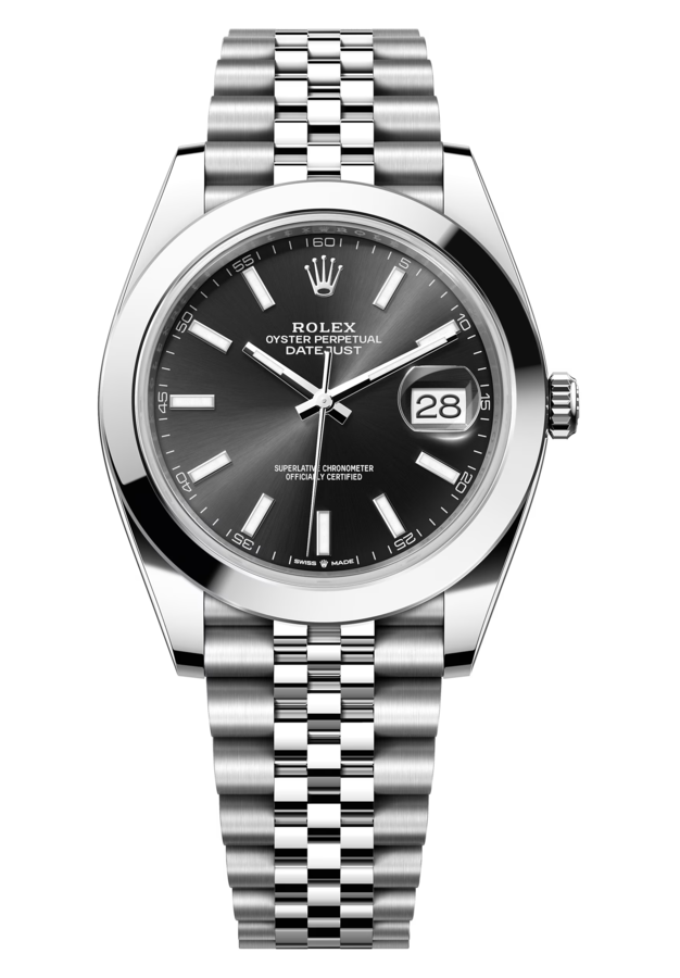 Rolex Datejust 41 mm Oystersteel Bright Black Dial 126300 Jubilee