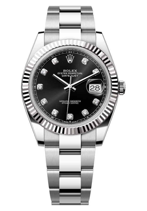Rolex Datejust 41 mm White Rolesor Black Diamond-set Dial 126334
