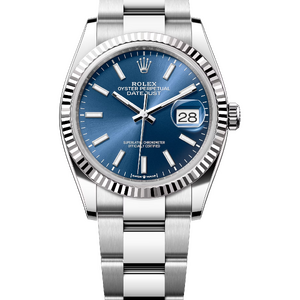 Rolex Datejust 36 mm White Rolesor Bright Blue Dial 126234