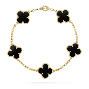 Браслет Van Cleef & Arpels Vintage Alhambra Onyx Yellow Gold 5 мотивов