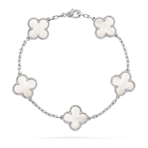 Браслет Van Cleef & Arpels Vintage Alhambra Pearl White Gold 5 мотивов