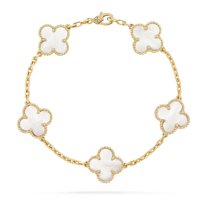 Браслет Van Cleef & Arpels Vintage Alhambra Pearl Yellow Gold 5 мотивов