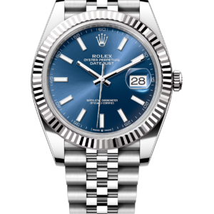 Rolex Datejust 41 mm White Rolesor Birght Blue Dial 126334 Jubilee