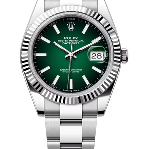 Rolex Datejust 41 mm White Rolesor Green Ombre Dial 126334
