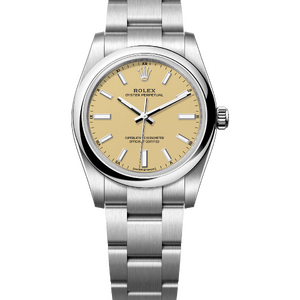 Rolex Oyster Perpetual 34 mm Oystersteel Beige Dial 124200