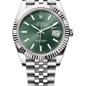 Rolex Datejust 41 mm White Rolesor Mint Green Dial 126334 Jubilee