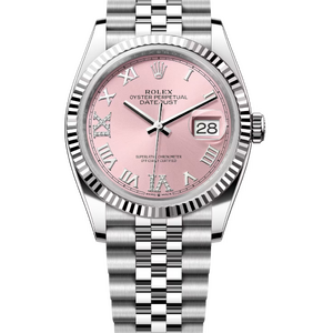 Rolex Datejust 36 mm White Rolesor Pink Diamond-set Dial 126234 Jubilee