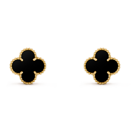 Серьги Van Cleef & Arpels Vintage Alhambra Onyx Yellow Gold