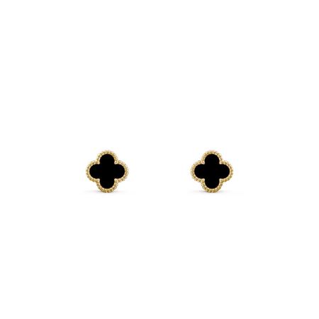 Пуссеты Van Cleef & Arpels Sweet Alhambra Onyx Yellow Gold