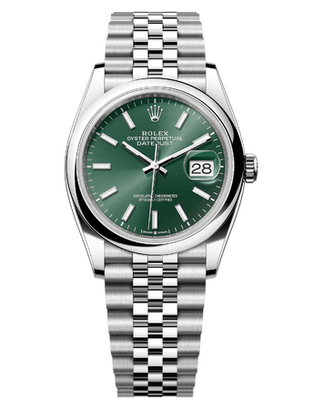 Rolex Datejust 36 mm Oystersteel Mint Green Dial 126200 Jubilee