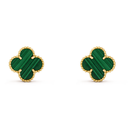 Серьги Van Cleef & Arpels Vintage Alhambra Malachite Yellow Gold