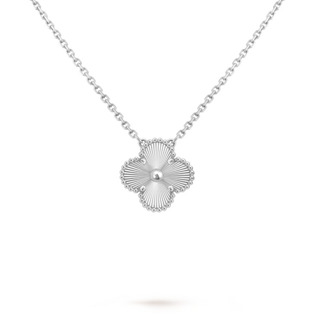 Подвеска Van Cleef & Arpels Vintage Alhambra Guilloche Rhodium White Gold