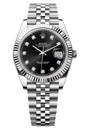 Rolex Datejust 41 mm White Rolesor Black Diamond-set Dial 126334 Jubilee
