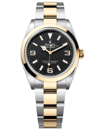 Rolex Explorer 36 mm Yellow Rolesor Black Dial 124273