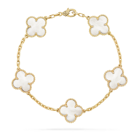 Браслет Van Cleef & Arpels Vintage Alhambra Pearl Yellow Gold 5 мотивов