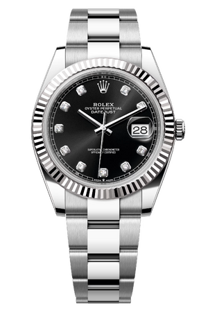 Rolex Datejust 41 mm White Rolesor Black Diamond-set Dial 126334