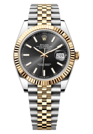 Rolex Datejust 41 mm Yellow Rolesor Bright Black Dial 126333 Jubilee