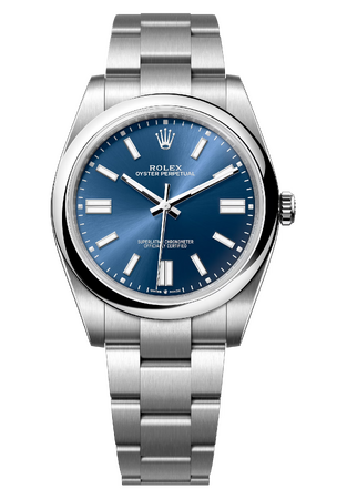Rolex Oyster Perpetual 41 mm Oystersteel Bright Blue Dial 124300