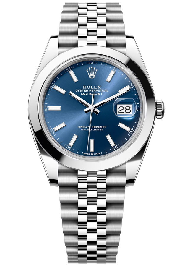 Rolex Datejust 41 mm Oystersteel Bright Blue Dial 126300 Jubilee