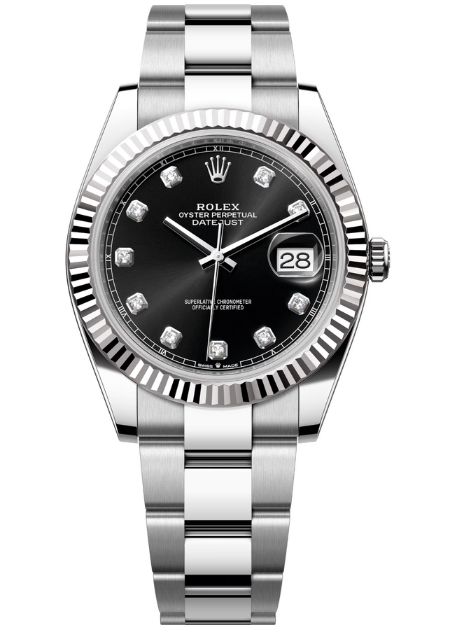 Rolex Datejust 41 mm White Rolesor Black Diamond-set Dial 126334