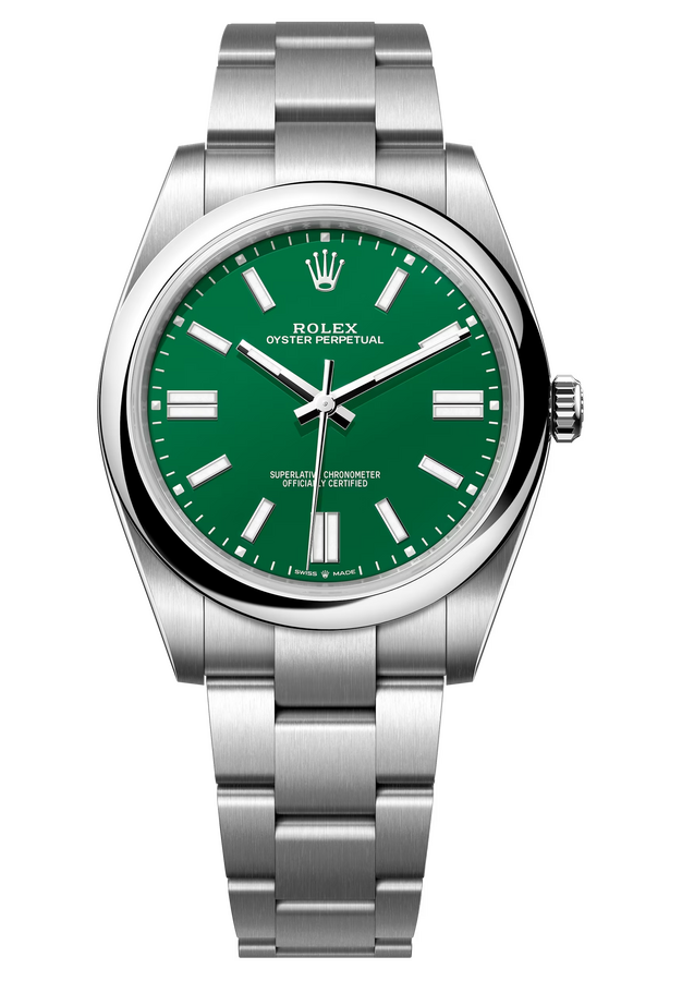 Rolex Oyster Perpetual 41 mm Oystersteel Green Dial 124300