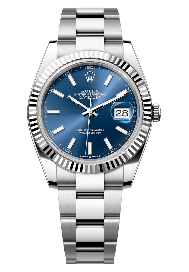Rolex Datejust 41 mm White Rolesor Bright Blue Dial 126334