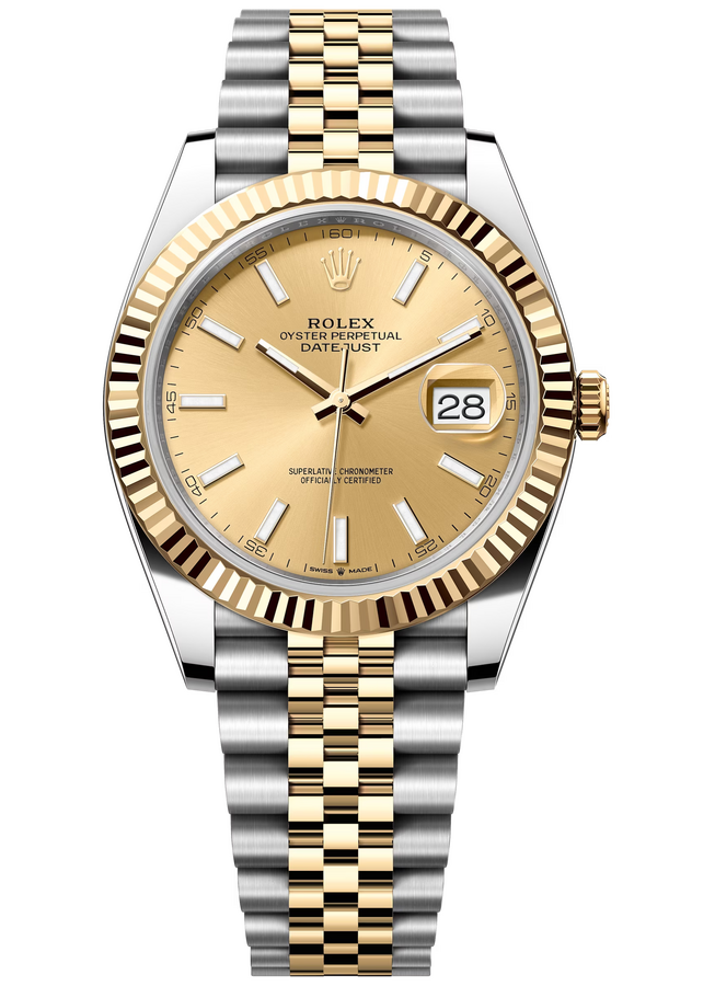 Rolex Datejust 41 mm Yellow Rolesor Champagne Dial 126333 Jubilee