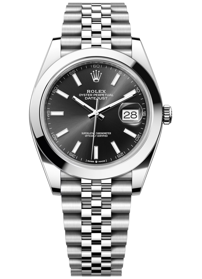 Rolex Datejust 41 mm Oystersteel Bright Black Dial 126300 Jubilee