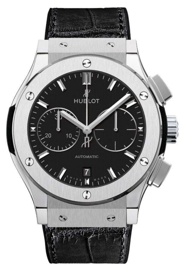 Hublot Classic Fusion Chronograph Titanium Black Alligator Leather 45 mm 521.NX.1171.LR