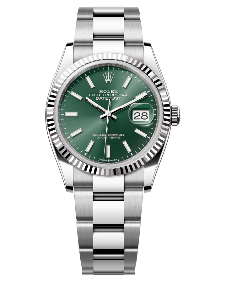 Rolex Datejust 36 mm White Rolesor Mint Green Dial 126234