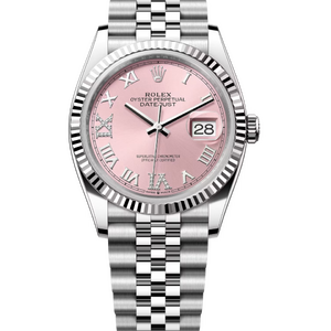 Rolex Datejust 36 mm White Rolesor Pink Diamond-set Dial 126234 Jubilee