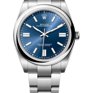 Rolex Oyster Perpetual 41 mm Oystersteel Bright Blue Dial 124300