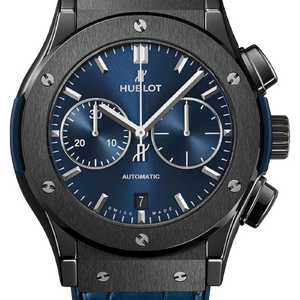 Hublot Classic Fusion Ceramic Blue Chronograph Alligator Leather 45 mm 521.CM.7170.LR