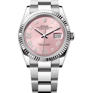 Rolex Datejust 36 mm White Rolesor Pink Diamond-set Dial 126234