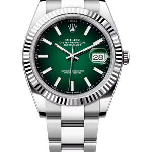 Rolex Datejust 41 mm White Rolesor Green Ombre Dial 126334