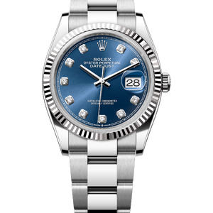 Rolex Datejust 36 mm White Rolesor Bright Blue Diamond-set Dial 126234