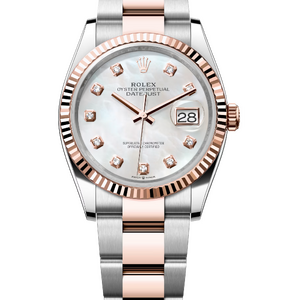 Rolex Datejust 36 mm Everose Rolesor White Pearl Diamond-set Dial 126231