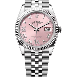Rolex Datejust 36 mm White Rolesor Pink Diamond-set Dial 126234 Jubilee