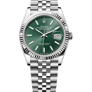 Rolex Datejust 36 mm White Rolesor Mint Green Dial 126234 Jubilee