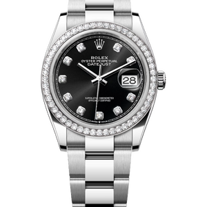 Rolex Datejust 36 mm White Rolesor Black Diamond-set Dial Factory Diamond Bezel 116244
