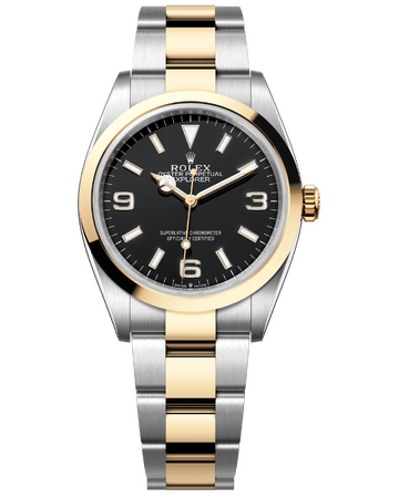 Rolex Explorer 36 mm Yellow Rolesor Black Dial 124273