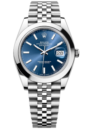 Rolex Datejust 41 mm Oystersteel Bright Blue Dial 126300 Jubilee